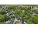 Aerial shot of a modern duplex nestled among lush greenery in a quaint residential neighborhood at 836 Day Ave, Burlington, NC 27217