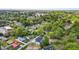 Aerial scene capturing a modern duplex surrounded by lush trees in a charming neighborhood at 836 Day Ave, Burlington, NC 27217