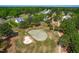 Aerial view of a neighborhood with lush greenery surrounding golf course at 8409 Muirfield Dr, Fuquay Varina, NC 27526