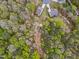 A high angle view of a home with a sprawling backyard surrounded by a verdant forest at 10 Shearin Ln, Youngsville, NC 27596