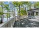 Spacious deck with scenic lake views, surrounded by lush greenery at 104 Chuckwagon Dr, Louisburg, NC 27549