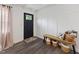 Inviting entryway with a stained-glass front door and charming bench at 1243 Nc 231, Wendell, NC 27591