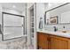 Bathroom with walk in shower and vanity at 1506 Gormly Cir, Sanford, NC 27330