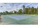 A well-maintained tennis court is surrounded by lush greenery and ample lighting for evening play at 212 Hein Dr, Clayton, NC 27527