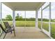 Comfortable screened porch with seating overlooking a large, grassy backyard at 241 Indigo St, Lillington, NC 27546