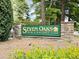 Seven Oaks Swim & Racquet Club entrance sign with stone base and beautiful landscaping at 3000 Eden Harbor Ct, Raleigh, NC 27613