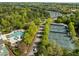 Aerial view showcasing a community pool, tennis courts, and surrounding greenery, highlighting recreational amenities at 320 Easton Grey Loop, Cary, NC 27519