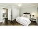 Cozy bedroom features hardwood floors, a comfortable bed, and ample closet space at 3609 Hawthorne Rd, Rocky Mount, NC 27804