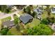 Home aerial view showcases well-kept yard, landscaping, trees, fencing and home layout at 503 Fish Pond Ct, Rolesville, NC 27571