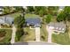 Aerial view of home showcasing mature landscaping and the long driveway at 503 Fish Pond Ct, Rolesville, NC 27571
