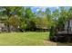 Backyard featuring a lush lawn, wood privacy fence, and professional landscaping at 503 Fish Pond Ct, Rolesville, NC 27571