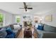 Cozy living room with fireplace, plush sofas, and plenty of natural light at 5610 Frenchmans Creek Dr, Durham, NC 27713