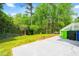 Expansive backyard featuring lush green grass, mature trees, and natural privacy at 5712 Wintergreen Dr, Raleigh, NC 27609