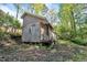 Side view of a rustic outbuilding showing potential for restoration or repurposing at 6709 Johnsdale Rd, Raleigh, NC 27615