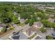 Expansive aerial view of a neighborhood featuring lush trees, manicured lawns, and a variety of charming homes at 714 Mordecai Towne Pl, Raleigh, NC 27604