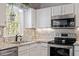 Beautiful kitchen featuring white cabinetry, stainless steel appliances, granite counters, and stylish backsplash at 807 Clean View Ct, Fuquay Varina, NC 27526