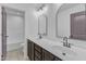 Bright bathroom boasts dual sinks, granite countertops, and a separate shower and toilet area at 858 Lake Artesia Ln, Fuquay Varina, NC 27526