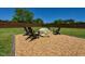 The backyard features an outdoor fire pit with gravel and Adirondack chairs perfect for entertaining at 90 Pump Station Rd, Erwin, NC 28339