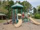 A fun-filled community playground with slides, climbing structures, and a shaded picnic area at 2067 White Pond Ct, Apex, NC 27523