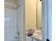 Bathroom featuring a shower-tub combo with bright tile, toilet, and vanity with sink, and large mirror at , Raleigh, NC 27604