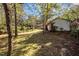 View of the private backyard and house exterior showcasing the property's natural setting and potential at 3014 Hope Valley Rd, Durham, NC 27707