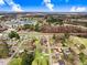 An aerial view of a neighborhood close to a large school and some farmland at 305 E First St, Princeton, NC 27569