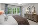 Comfortable bedroom with neutral walls, soft carpet, a large window, and tasteful decor at 4504 Mint Leaf Ln, Raleigh, NC 27612