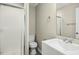 Bathroom showcasing a sleek vanity, mirror, toilet, and shower, offering functionality and style at 500 John St St, Clayton, NC 27520