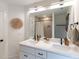 Bright bathroom featuring a double vanity and modern fixtures with a large mirror at 612 E Ellerbee St, Durham, NC 27704