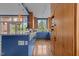 Modern condo kitchen with stylish blue cabinetry, wood floors and stainless steel appliances at 618 N Boylan Ave # 304, Raleigh, NC 27603