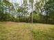 View of the expansive backyard surrounded by mature trees at 6813 W Lake Anne Dr, Raleigh, NC 27612