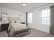 Bright bedroom featuring neutral color scheme, two windows and a carpet flooring at 817 Kenyon Springs Dr, Zebulon, NC 27597