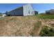 A view of a backyard with newly seeded grass, showcasing outdoor space potential at 821 Kenyon Spring Dr, Zebulon, NC 27597