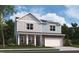Charming two-story home featuring stone accents, neutral siding and an attached two-car garage at 845 Kenyon Spring Dr, Zebulon, NC 27597