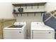 Functional laundry room with modern washer and dryer and open shelving at 1108 Agio Ct, Zebulon, NC 27597