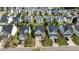 This is an aerial view of a cozy neighborhood showing an exterior elevation of the front yards and homes at 1533 Brown Owl Dr, Raleigh, NC 27610