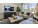 Inviting living room featuring plush seating, modern furniture, and scenic views at 2156 Monk Dr, Haw River, NC 27258