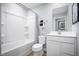 Bathroom featuring a vanity with modern fixtures, toilet, and a shower over tub at 700 Port Charlotte Ct, Sanford, NC 27330