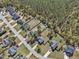 Extensive aerial view of a real estate development showcasing many homes and some vacant lots at 78 Parkview Ln, Lillington, NC 27546