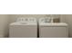 Modern laundry room features new front loading washer and dryer with storage space at 879 Pilot St, Haw River, NC 27258