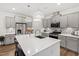 Beautiful kitchen with gray cabinets, stainless steel appliances, quartz countertops, and a center island at 124 Alta Crest Ln, Garner, NC 27529