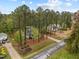 Aerial view of home surrounded by tall trees with blue sky at 2007 Watson Rd, Durham, NC 27704