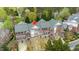 Aerial view of townhomes showcasing well-maintained exteriors, landscaping, and community layout at 214 Lions Gate Dr, Cary, NC 27518
