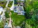 Aerial view of the home showcasing the lush lawn, meticulous landscaping and outdoor dining area at 255 Williamston Ridge Dr, Youngsville, NC 27596