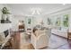 Bright living room featuring hardwood floors, a fireplace, and lots of natural light at 511 Circle Dr, Burlington, NC 27215