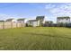 Large, fenced backyard featuring a storage shed and plenty of green space at 624 S Kennelman Cir, Wendell, NC 27591