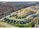 An aerial view showcases modern homes with well-kept lawns in a planned community near wooded areas at 1073 Fairhaven Dr # 52, Mebane, NC 27302