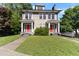 Charming two-story duplex with matching red doors and a well-manicured front yard at 1308 Wake Forest Rd, Raleigh, NC 27604