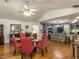 Open concept living space with a fireplace, dining area, and kitchen at 132 Crystal Pl, Benson, NC 27504