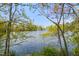 Picturesque lake view framed by lush greenery and trees, offering a serene and peaceful setting at 143 Sallyport Ct, Raleigh, NC 27603